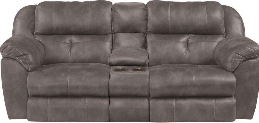 Catnapper Ferrington Power Headrest Lay Flat Reclining Console Loveseat in Dusk