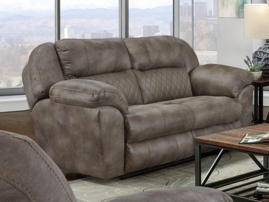 Catnapper Furniture Flynn Power Headrest w/ Lumbar Power Lay Flat Gliding Loveseat in Fig