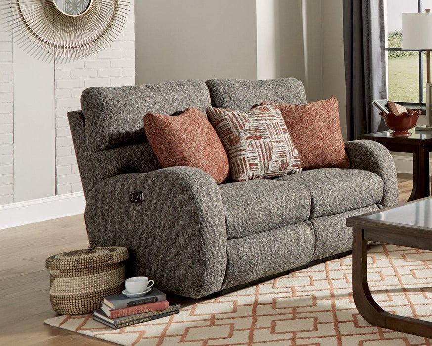 Catnapper Furniture Liam Power Headrest Power Lay Flat Reclining Loveseat in Coal/Sunset