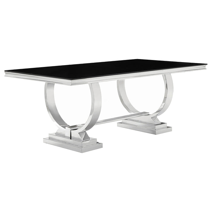 Antoine Rectangle Dining Table White and Chrome