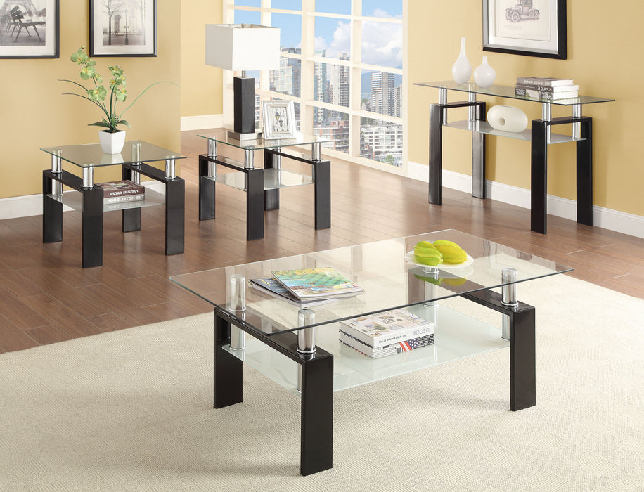 Dyer Square Glass Top End Table With Shelf White
