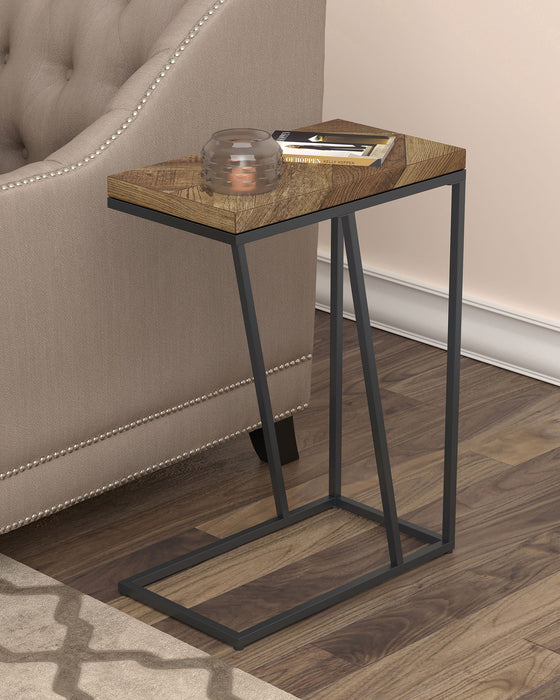 Sergio Chevron Rectangular Accent Table Rustic Grey