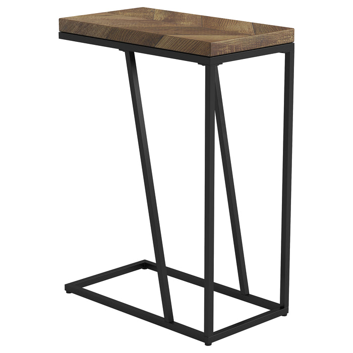 Sergio Chevron Rectangular Accent Table Rustic Grey