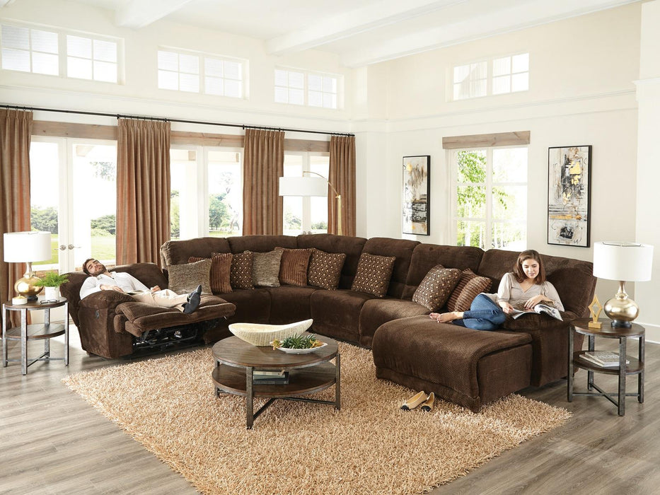 Catnapper Furniture Burbank Power Lay Flat Right Side Facing Recliner in Chocolate