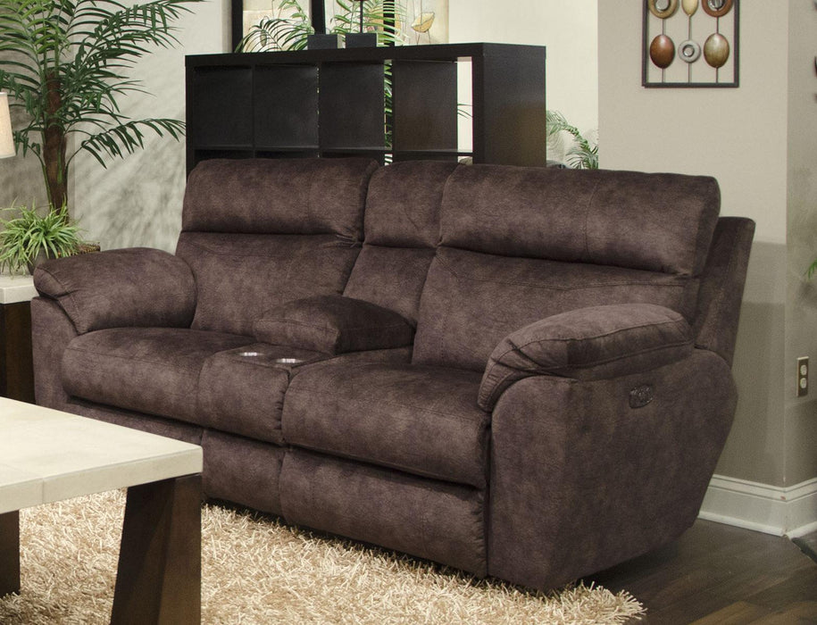 Catnapper Sedona Power Headrest Lay Flat Recl Console Loveseat w/Storage and Cupholders in Mocha 62229