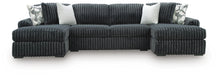 Midnight-Madness Double Chaise Sectional - Gunmetal