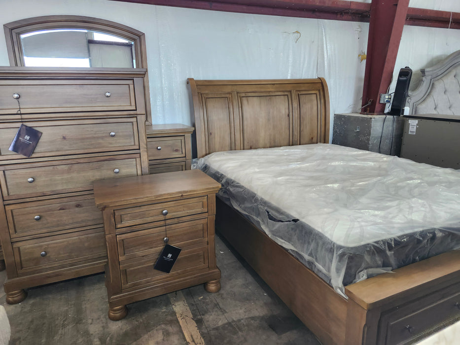 Feddinger King Storage Sleigh Bed with Mirror, Dresser, Chest and Nightstand